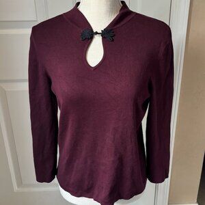 Josephine Chaus - Mandarin Collar Long Sleeve Top (Size: M)